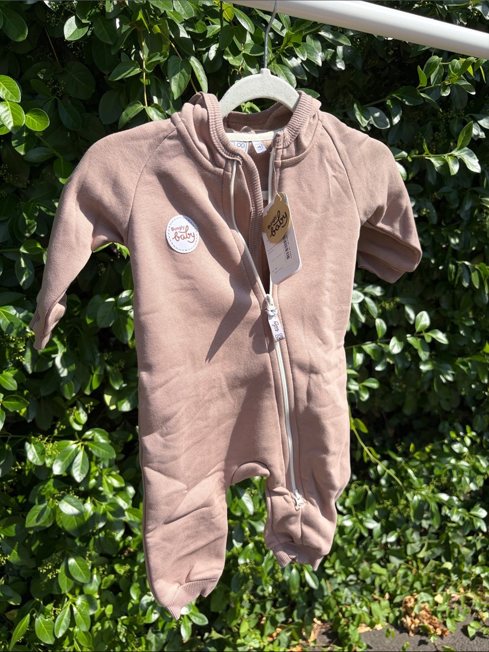 3-6 months Baby Zip-Front One-Piece in Dusty Pink